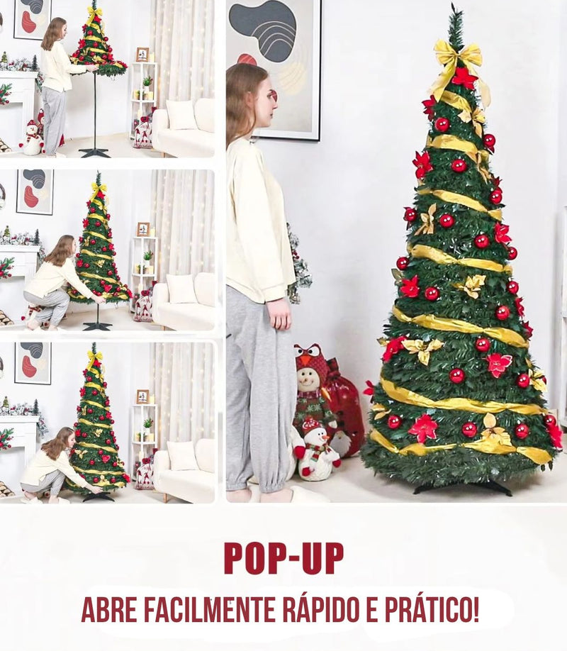 Árvore de Natal Pop-Up- Decorada Completa com Luzes